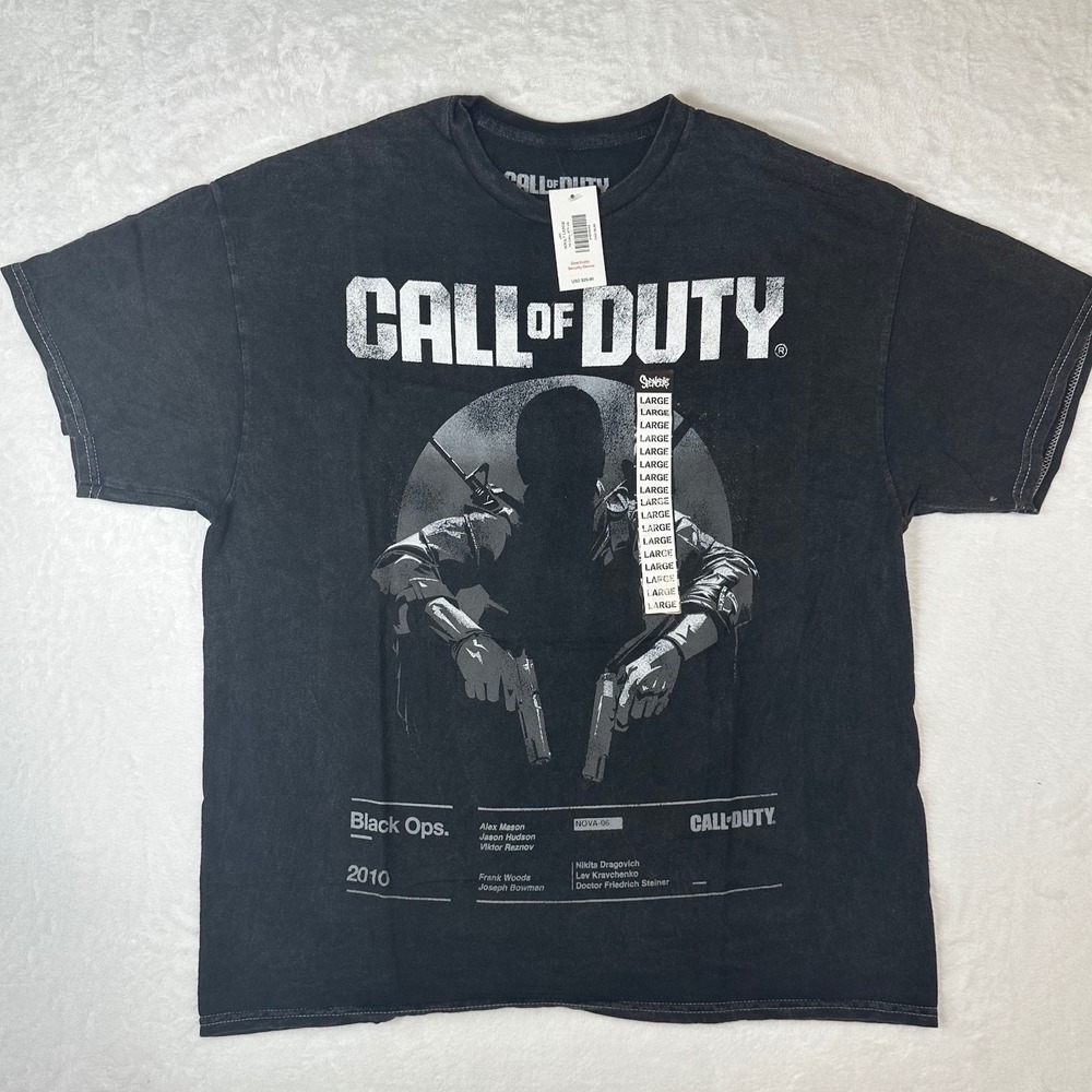 Call of Duty Black Ops 2010 Graphic T-Shirt Mens Large Black Mineral Wash NWT
